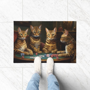 Tapete Gatos Bengala Jogando Poker Arte