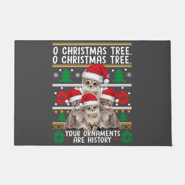 Tapete Gatos Camisa De Natal Engraçados Ornamentos Pajama (Frente)