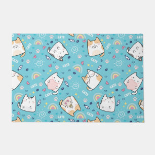 Tapete Gatos de Gatinho Bonito Padrão Whimsical