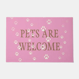 Tapete Gatos e Cachorros Pawprint "Pets are Welcome"