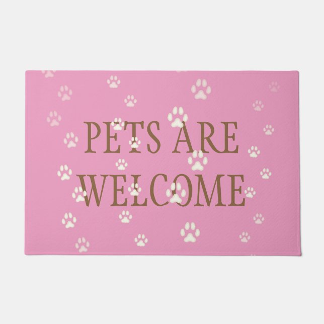 Tapete Gatos e Cachorros Pawprint "Pets are Welcome" (Frente)