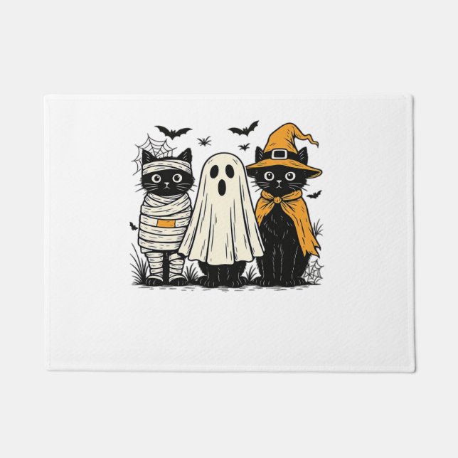 Tapete Gatos Negros em Figurinos de Halloween - Fantasma, (Frente)