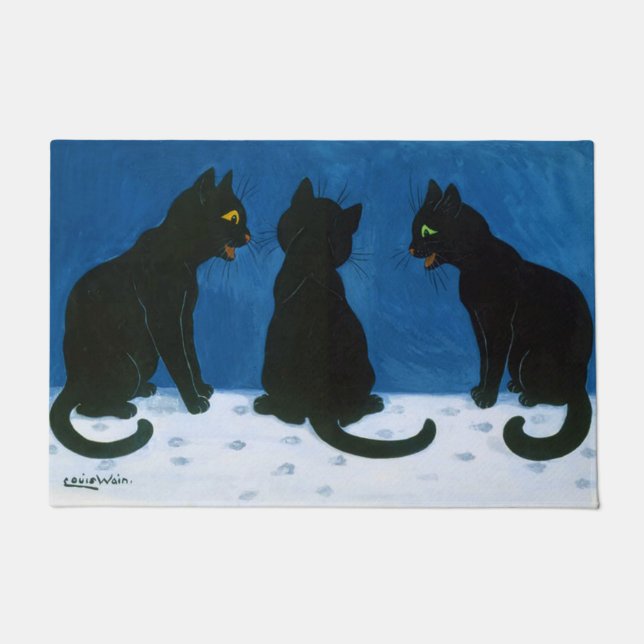 Tapete Gatos Negros na Neve, Louis Wain (Frente)