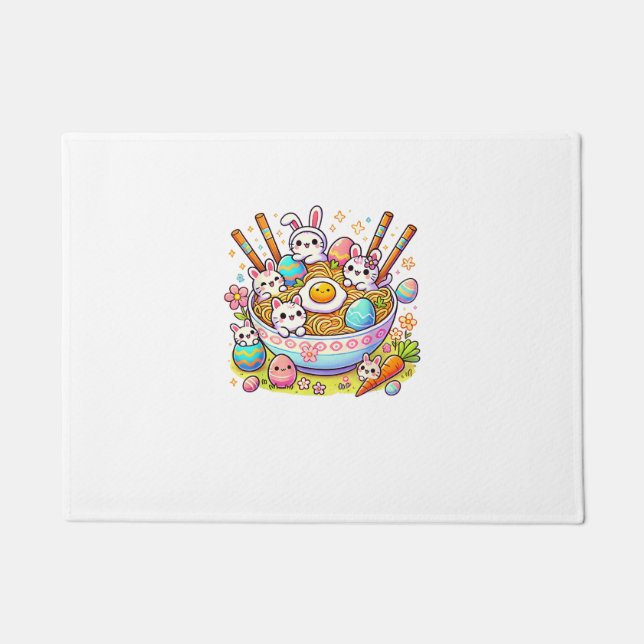 Tapete Gatos Ramen de Páscoa Fofos Anime Feliz Dia de Pás (Frente)