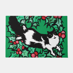 Tapete Gatos Trabalho de arte de Tuxedo Cat Holly Yule