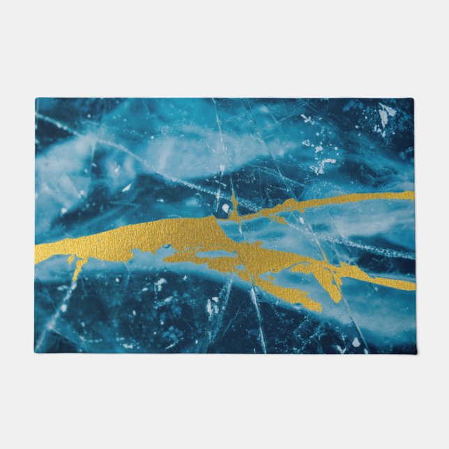 Tapete Geode Agate Gemstone Blue e Dourado (Frente)