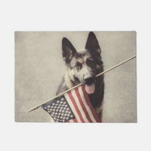 Tapete German shepherd com Sinalizador dos EUA