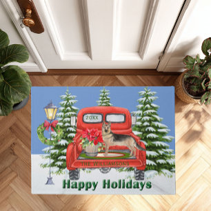 Tapete German shepherd Red Vintage Truck Family