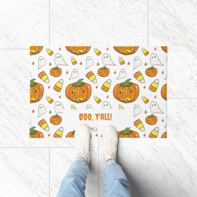 Tapete Ghostly Pumpkin Halloween Doormat (Interior)