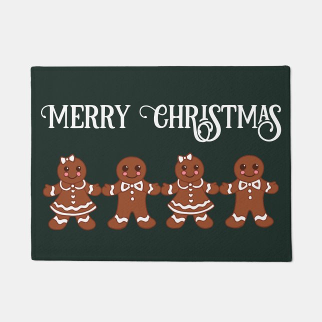 Tapete Gingerbird Cookies Rug de Portas de Natal (Frente)
