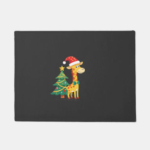 Tapete Gingerbread Man Girafa Chapéu de Papai Noel Árvore