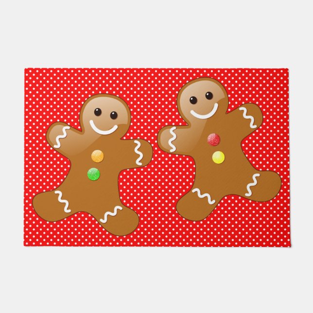 Tapete Gingercake Men Bolinhas brancas em vermelho (Frente)