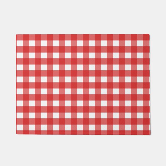 Tapete Gingham vermelho e branco (Frente)