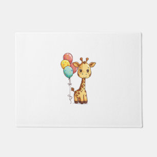 Tapete Girafa Bonita Com Balões