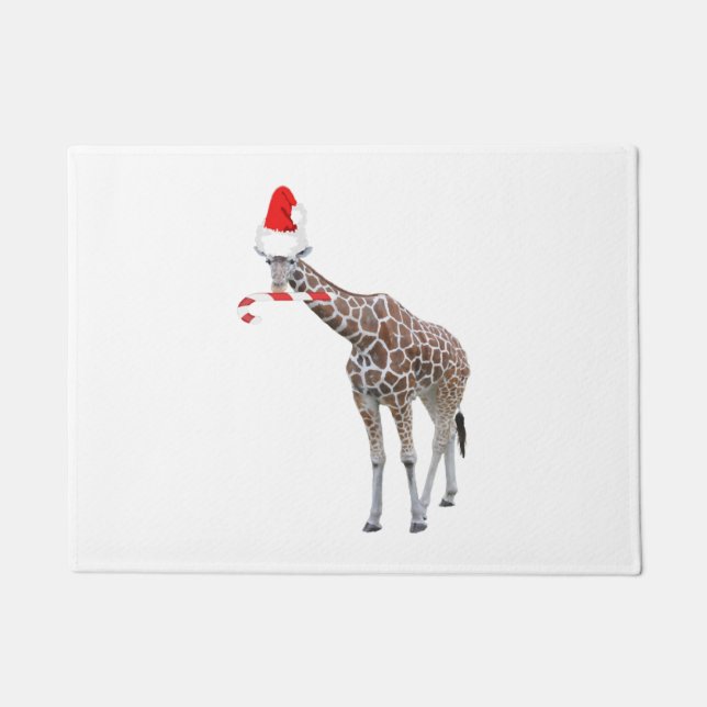 Tapete Girafa de Natal com Santa Hat (Frente)