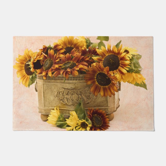 Tapete Girassóis De Laranja No Soquete De Tin (Frente)