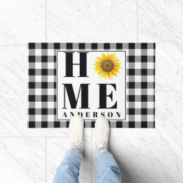 Tapete Girassol de xadrez Búfalo "Home" personalizado
