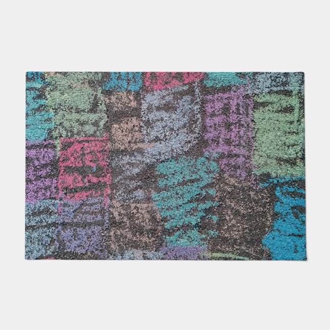 Tapete Giz na calçada em roxo branco amarelo (Frente)