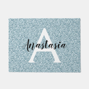 Tapete Glam Blue Silver Glitter Sparkles Nome do Monogram