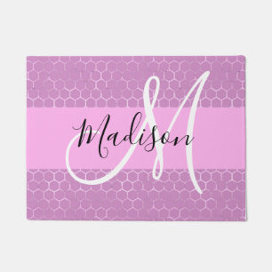 Tapete Glam Lilac Metálico Rosa Honeycomb Monograma Nome