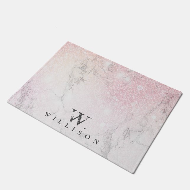 Tapete Glitter de rosa de Marble Personalizado (Inclinado)