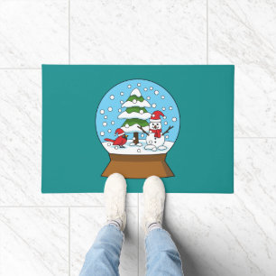 Tapete Globo de Neve com Cardeal Snowman e Pine Tree