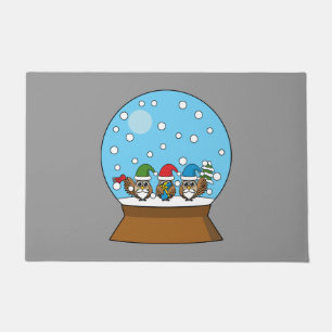 Tapete Globo de Neve com Três Corujas Gnomo