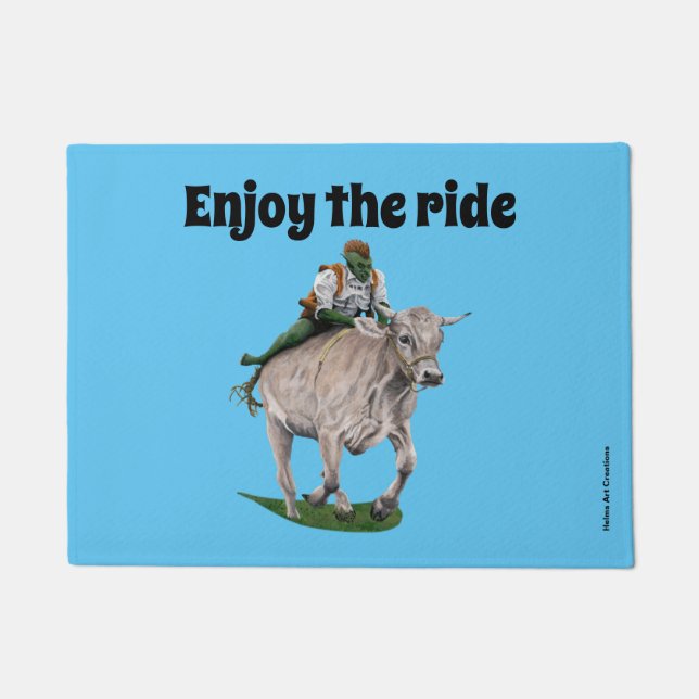 Tapete Goblin Rider Ox Racer Fantasy Art Doormat (Frente)