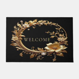 Tapete Golden Floral Ornate Frame Doormat