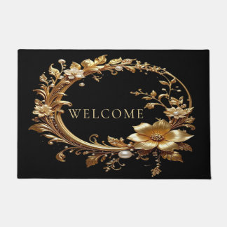 Tapete Golden Floral Ornate Frame Doormat