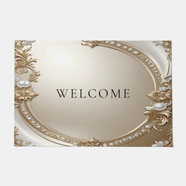 Tapete Golden Ornate Frame with Pearls Doormat (Frente)