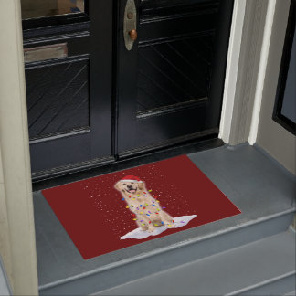 Tapete Golden retriever Santa Christmas Tree Lights Xmas