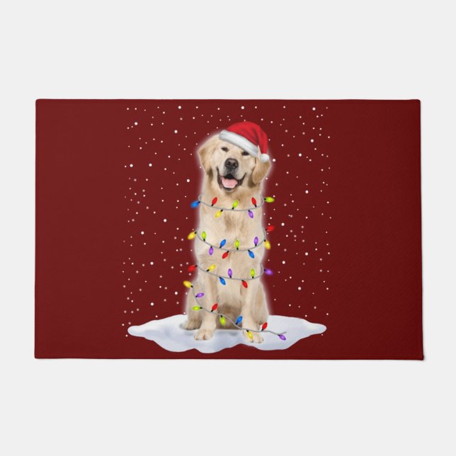 Tapete Golden retriever Santa Christmas Tree Lights Xmas (Frente)