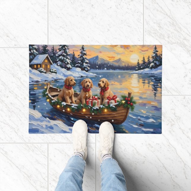 Tapete Goldendoodle Christmas Boat Holiday (Interior)