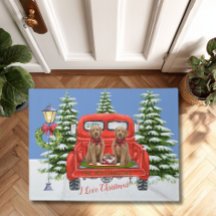 Goldendoodles Red Vintage Família Caminhão