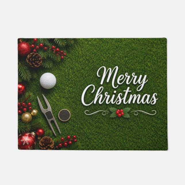Tapete Golfe Natal temático em grama verde (Frente)