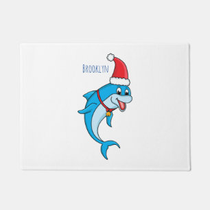 Tapete Golfinho bonito com desenho animado de Papai Noel