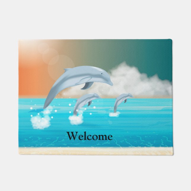 Tapete golfinhos respirando no oceano (Frente)