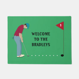 Tapete Golfista Verde Colocando Bola