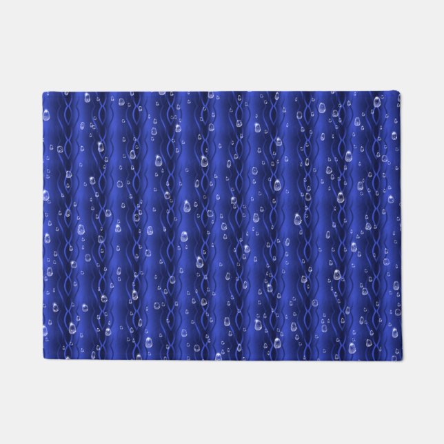Tapete Gotas de chuva em metal azul (Frente)