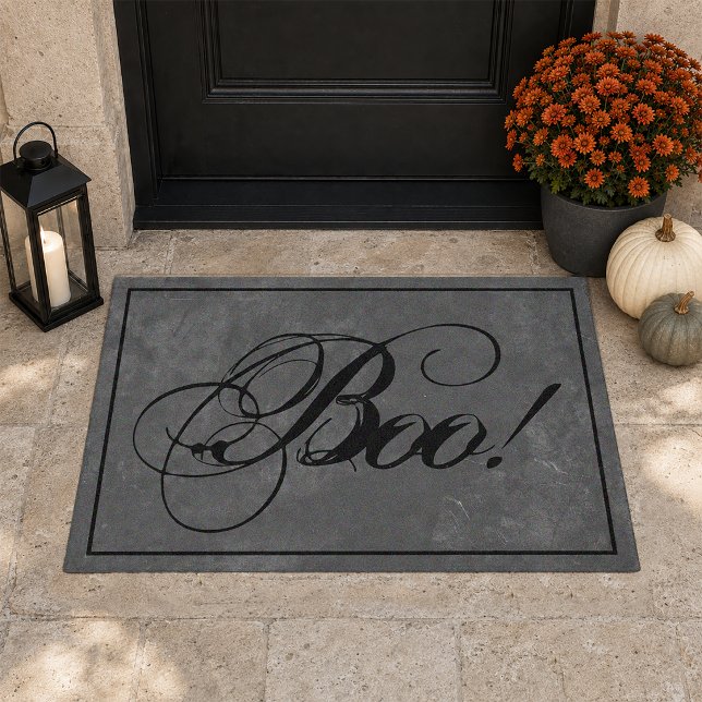 Tapete Gótico Preto Boo Halloween (Moody Halloween Entry Rug)