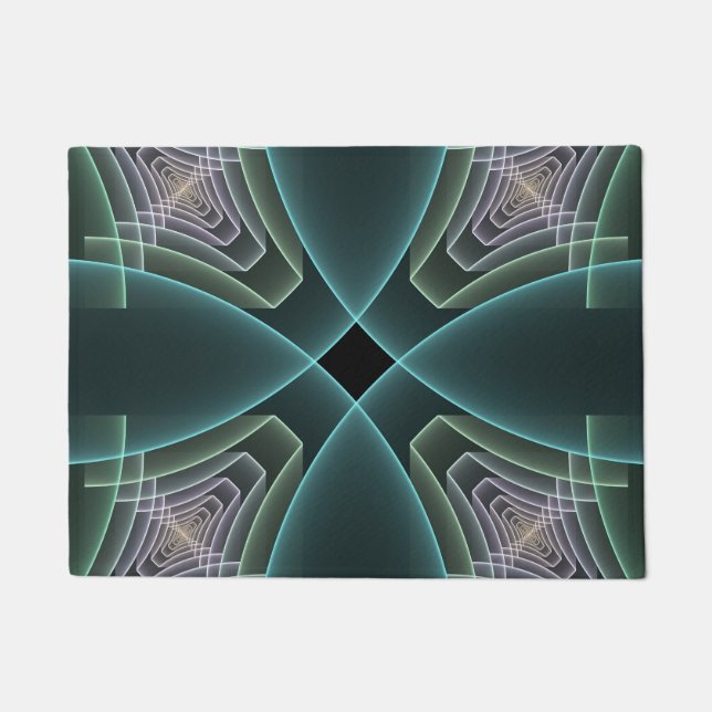 Tapete Gráfico de Arte Geométrica Teal Moderna (Frente)