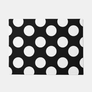 Tapete Grande Doormat preto e branco das bolinhas