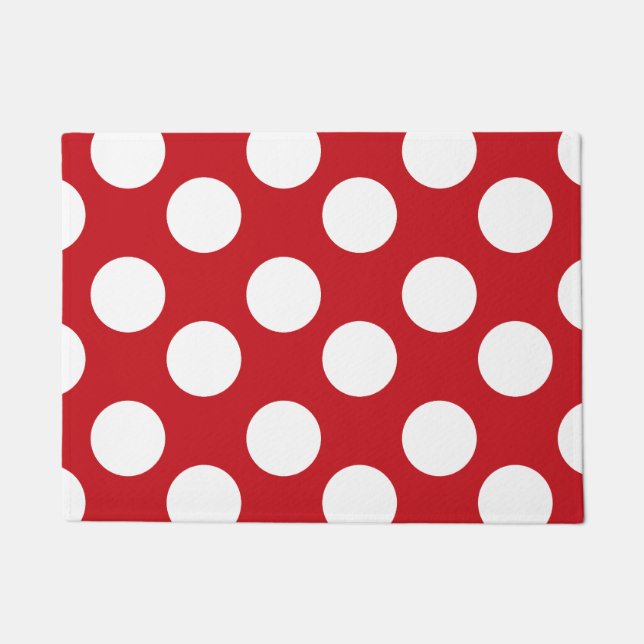 Tapete Grande Doormat vermelho e branco das bolinhas (Frente)