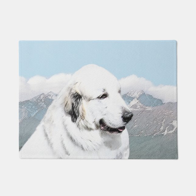 Tapete Grandes Pyrenees que pintam - arte original do cão (Frente)