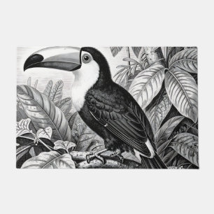 Tapete Gravura de Folhagem da Selva de Tucanos