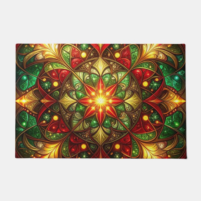 Tapete Green Red Decorative Holiday Doormat (Frente)