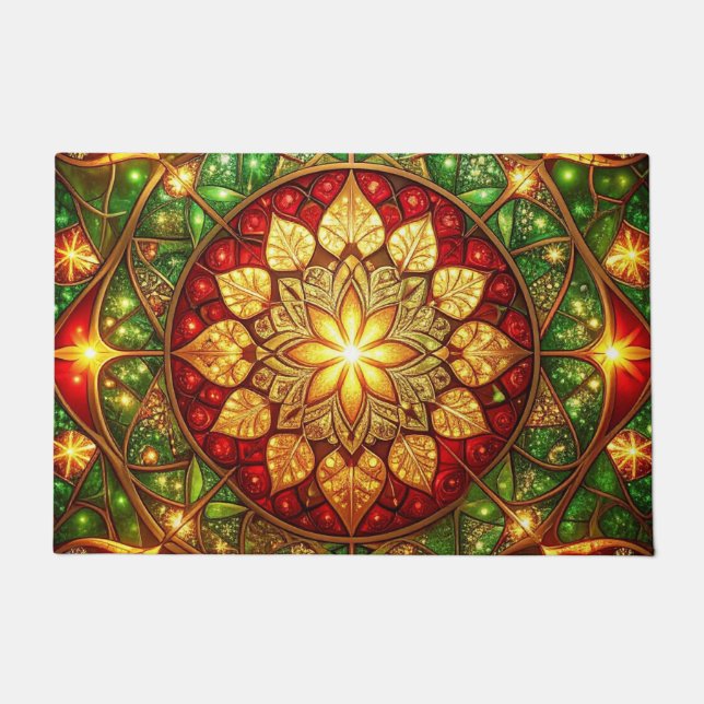 Tapete Green Red Decorative Holiday Doormat (Frente)