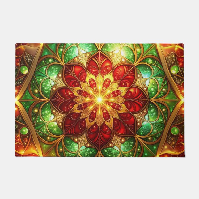 Tapete Green Red Decorative Holiday Doormat (Frente)