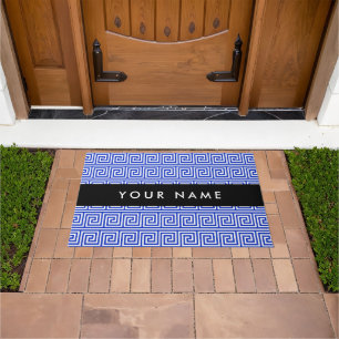 Tapete Grego Meander Key Blue, Seu Nome, Personalize
